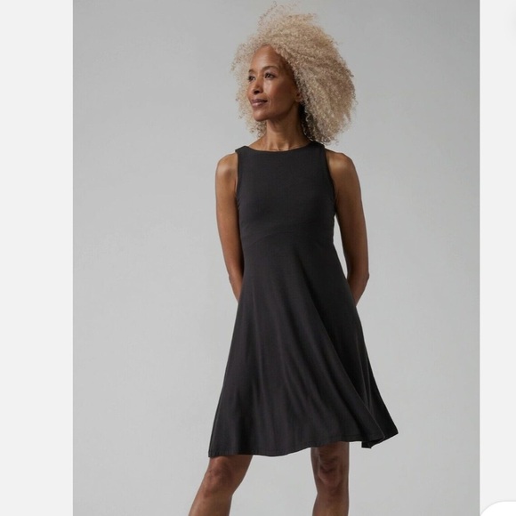Athleta Santorini Thera Swing Dress Black - Picture 1 of 12